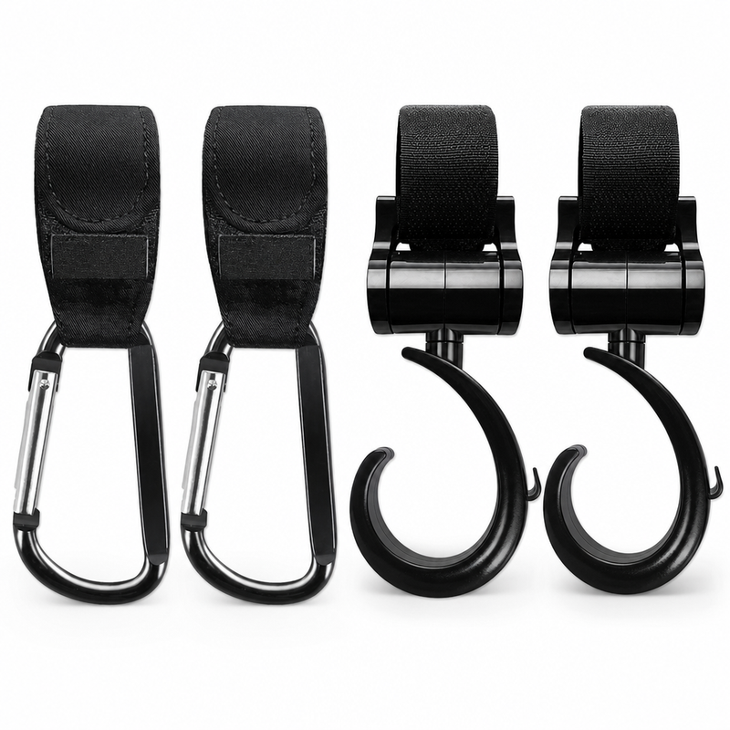 Barnvagnskrokar i aluminium 4-pack