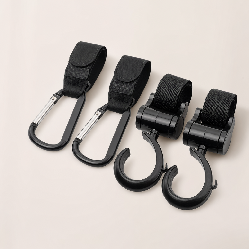Barnvagnskrokar i aluminium 4-pack