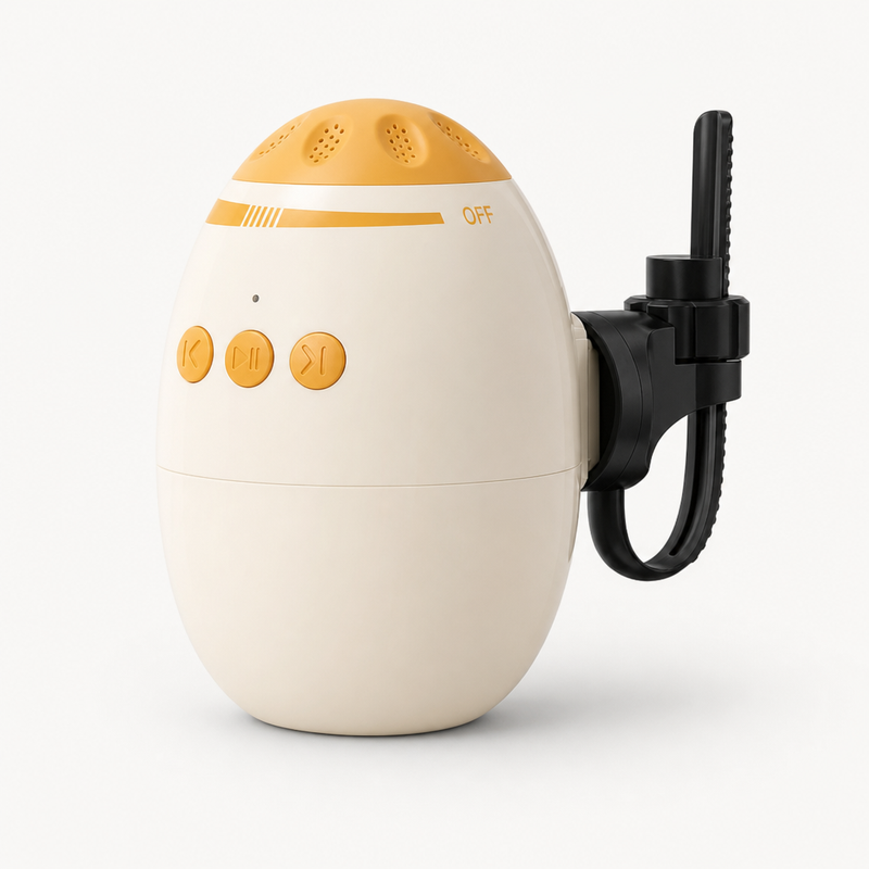 Elektrisk barnvagnsgungare med vitt brus och Bluetooth